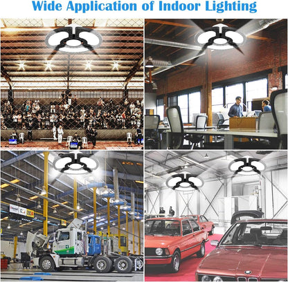 Garage Light 2 Pack 120W 15000LM Led Shop Light 6000K,Garage Lights Ceiling Led with 3 Adjustable Panels,Shop Lights for Garage Led Super Bright,E26 Base Ideal for Workshop/Attic/Barn/Basement